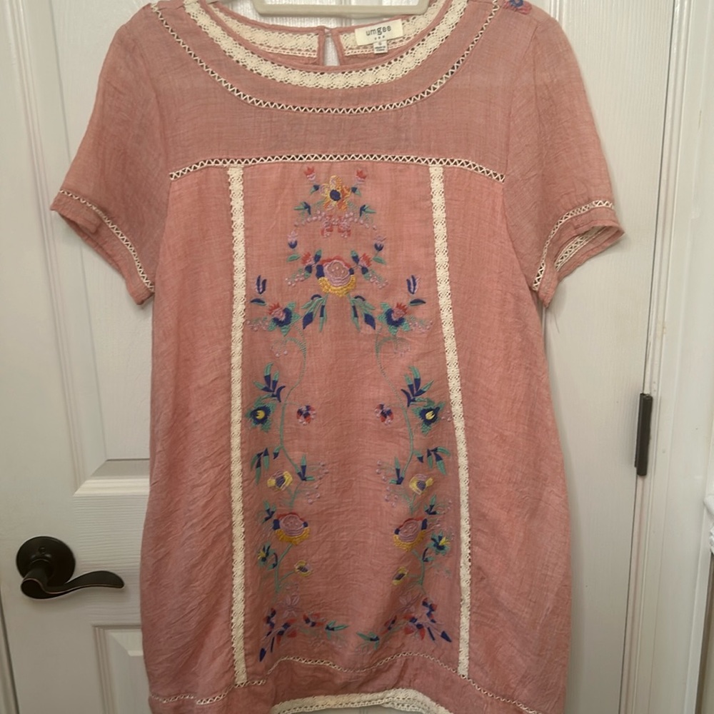 Umgee Floral Embroidered Dress (S)